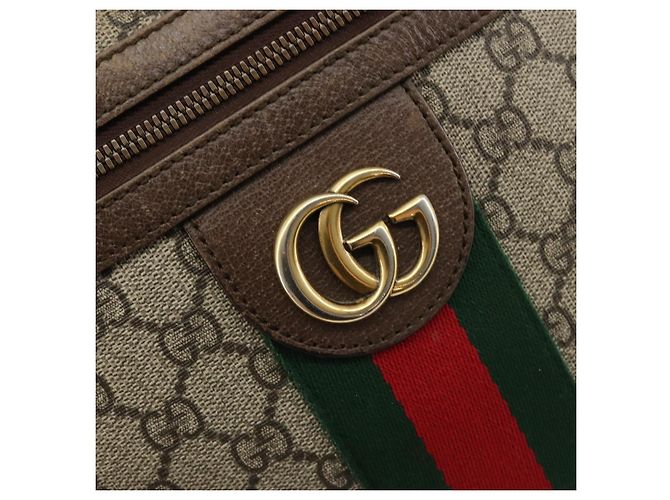 Borsa a tracolla GUCCI GG Supreme Web Sherry Line PVC Beige Oro 547926 Auth BA13068 D'oro - vista 18