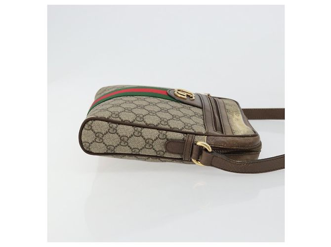 Borsa a tracolla GUCCI GG Supreme Web Sherry Line PVC Beige Oro 547926 Auth BA13068 D'oro - vista 3