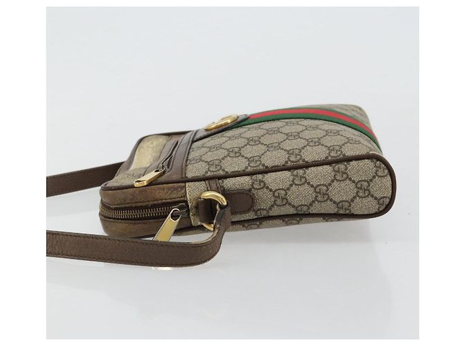 Borsa a tracolla GUCCI GG Supreme Web Sherry Line PVC Beige Oro 547926 Auth BA13068 D'oro - vista 4