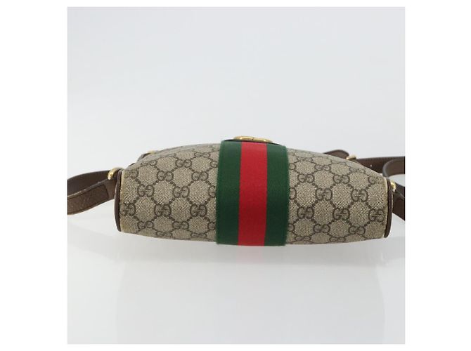 Borsa a tracolla GUCCI GG Supreme Web Sherry Line PVC Beige Oro 547926 Auth BA13068 D'oro - vista 5