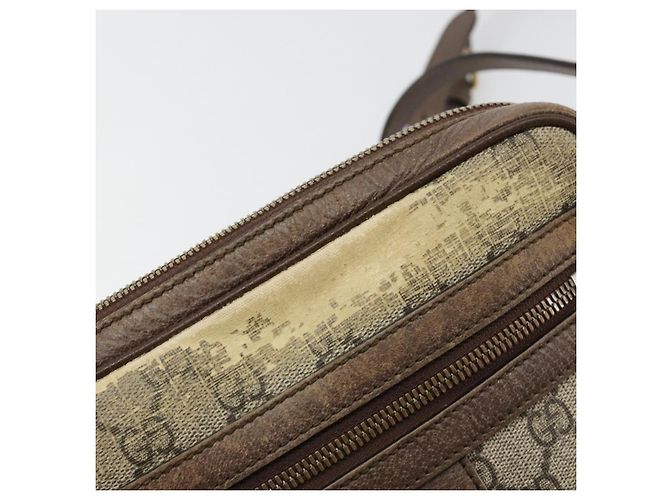 Borsa a tracolla GUCCI GG Supreme Web Sherry Line PVC Beige Oro 547926 Auth BA13068 D'oro - vista 9