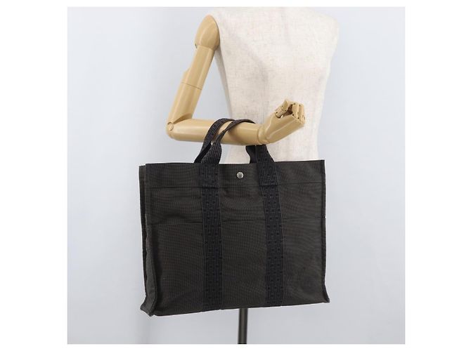 Hermès HERMES Her Line MM Handtasche Canvas Grau Silber Authentisch 182867 Braun - Ansicht 21