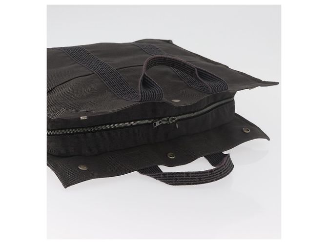 Hermès HERMES Her Line MM Handtasche Canvas Grau Silber Authentisch 182867 Braun - Ansicht 6