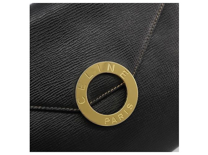 Céline CELINE Circle Schultertasche aus Leder Schwarz Gold Authentisch 182448 Golden - Ansicht 17
