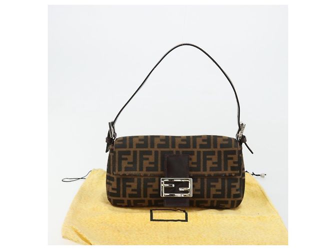FENDI Mamma Baguette Schultertasche aus Zucca Canvas Schwarz Braun Authentisch 178866SAM - Ansicht 12