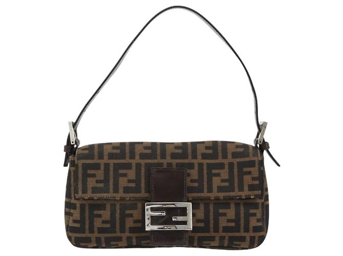 FENDI Mamma Baguette Schultertasche aus Zucca Canvas Schwarz Braun Authentisch 178866SAM - Ansicht 13