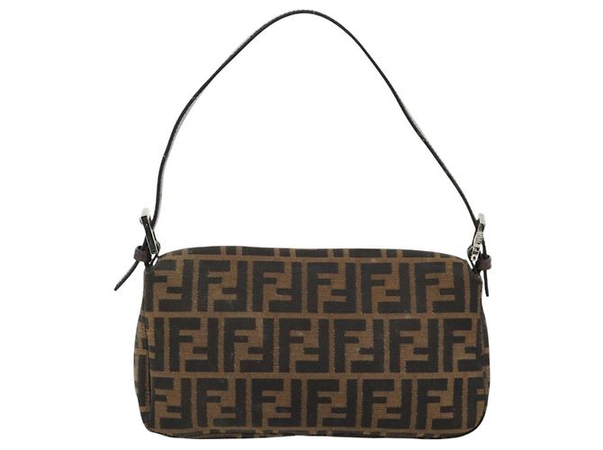 FENDI Mamma Baguette Schultertasche aus Zucca Canvas Schwarz Braun Authentisch 178866SAM - Ansicht 2
