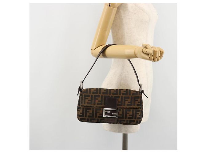 FENDI Mamma Baguette Schultertasche aus Zucca Canvas Schwarz Braun Authentisch 178866SAM - Ansicht 26