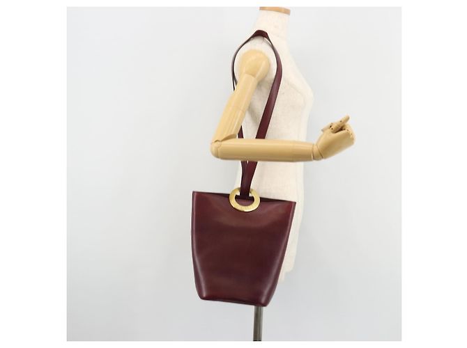 Céline Borsa a Spalla CELINE Circle in Pelle Bordeaux Oro Auth 181718 D'oro Bordò - vista 24