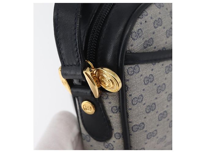 Bolsa de Ombro GUCCI Micro GG Supreme PVC Marinho Ouro 007 56 0095 Auth 180046 Dourado Azul marinho - vista 10
