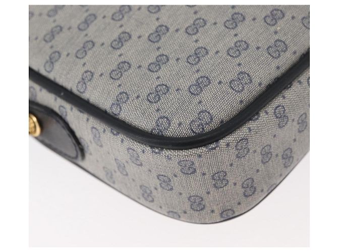 Bolsa de Ombro GUCCI Micro GG Supreme PVC Marinho Ouro 007 56 0095 Auth 180046 Dourado Azul marinho - vista 15