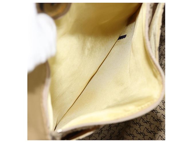 Borsa Tote SAINT LAURENT in PVC e tela marrone Auth 182427 - vista 11