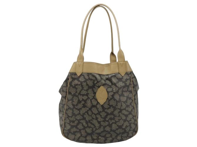Borsa Tote SAINT LAURENT in PVC e tela marrone Auth 182427 - vista 13