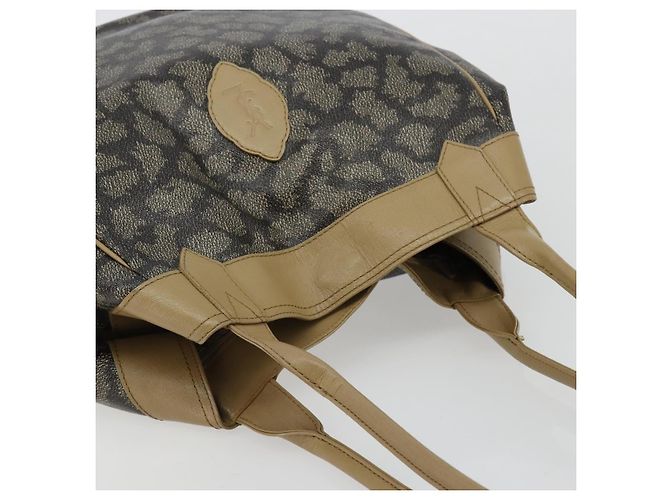 Borsa Tote SAINT LAURENT in PVC e tela marrone Auth 182427 - vista 4