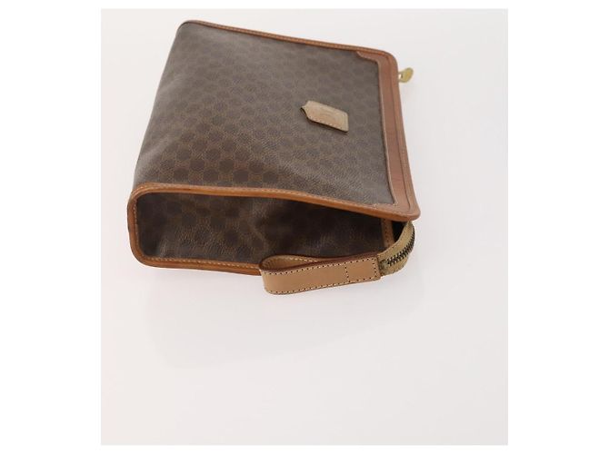 Céline Clutch CELINE Macadam Canvas PVC Pelle 3 Set Marrone Auth 174585 - vista 10