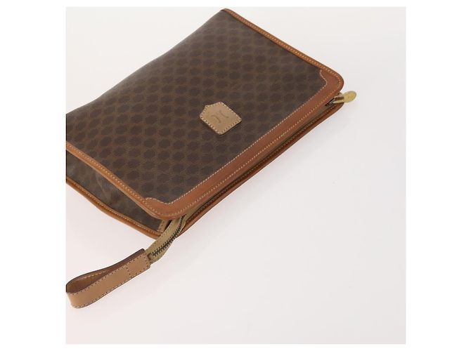 Céline Clutch CELINE Macadam Canvas PVC Pelle 3 Set Marrone Auth 174585 - vista 11