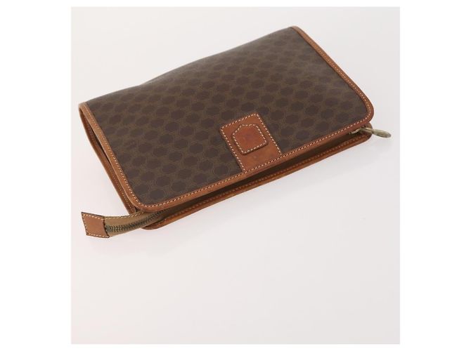 Céline Clutch CELINE Macadam Canvas PVC Pelle 3 Set Marrone Auth 174585 - vista 17