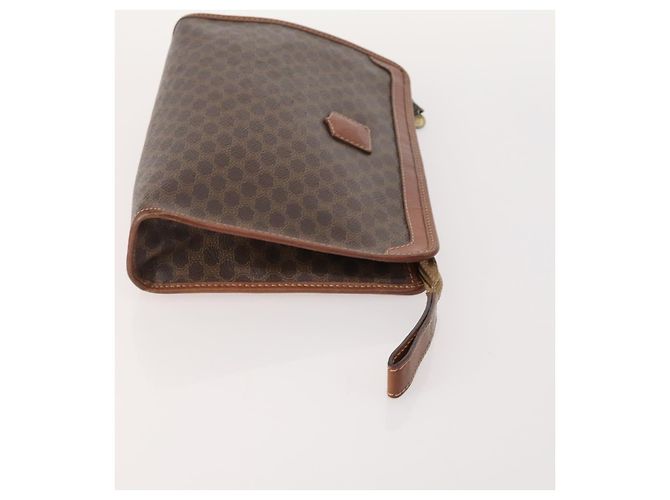 Céline Clutch CELINE Macadam Canvas PVC Pelle 3 Set Marrone Auth 174585 - vista 4