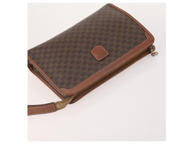 Céline Clutch CELINE Macadam Canvas PVC Pelle 3 Set Marrone Auth 174585 - vista 5