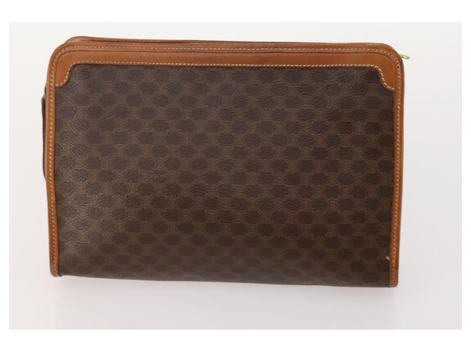 Céline Clutch CELINE Macadam Canvas PVC Pelle 3 Set Marrone Auth 174585 - vista 9