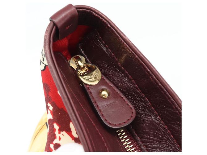 Borsa Tote Salvatore Ferragamo Gancini Canvas Gold Bordeaux Auth 182865 - vista 17