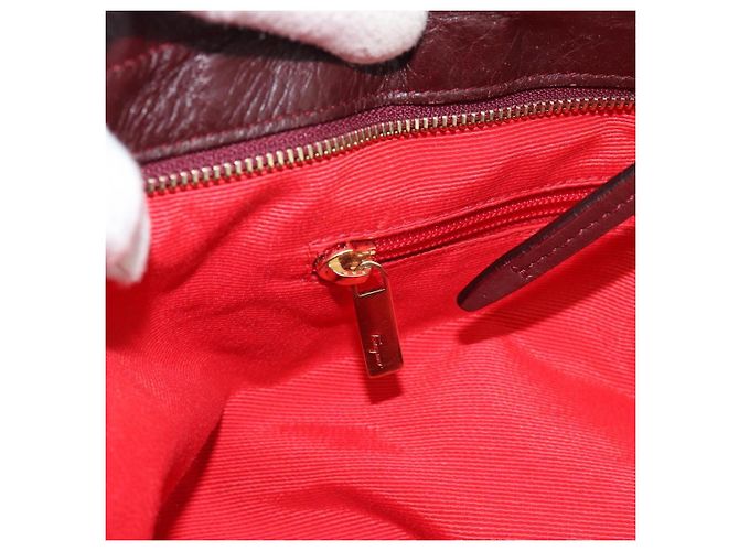 Borsa Tote Salvatore Ferragamo Gancini Canvas Gold Bordeaux Auth 182865 - vista 21