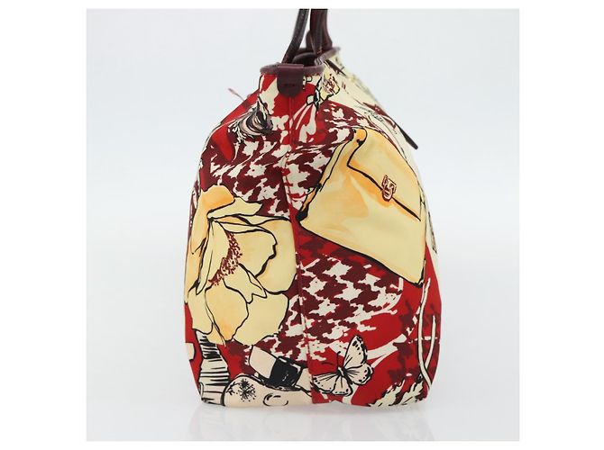 Borsa Tote Salvatore Ferragamo Gancini Canvas Gold Bordeaux Auth 182865 - vista 3