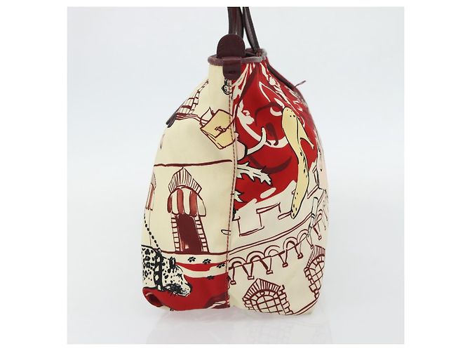 Borsa Tote Salvatore Ferragamo Gancini Canvas Gold Bordeaux Auth 182865 - vista 4