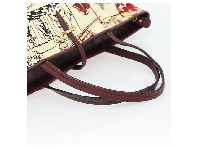 Borsa Tote Salvatore Ferragamo Gancini Canvas Gold Bordeaux Auth 182865 - vista 7