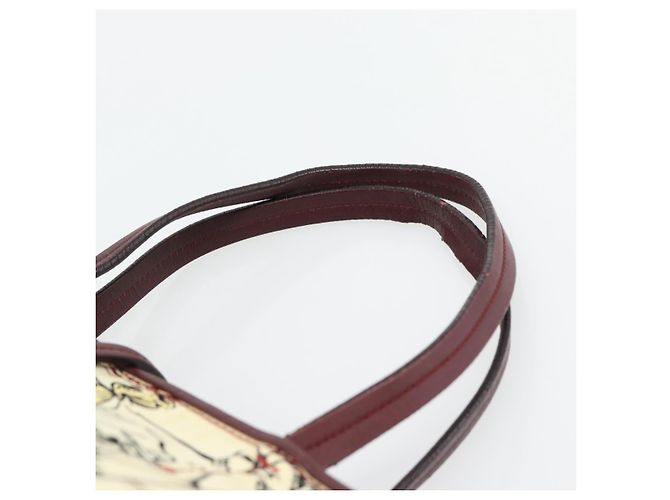 Borsa Tote Salvatore Ferragamo Gancini Canvas Gold Bordeaux Auth 182865 - vista 8