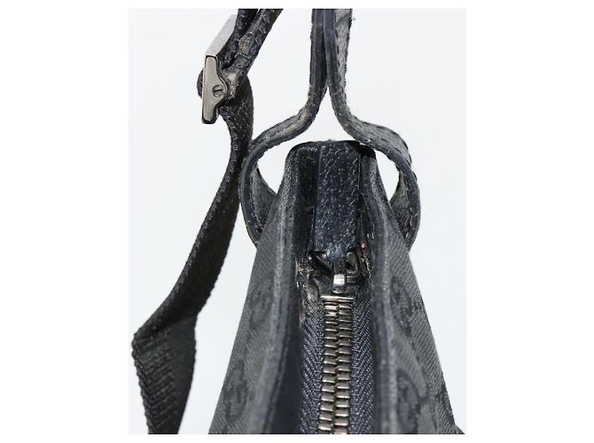 Borsa a Spalla GUCCI GG Canvas Nera Argento 122791 Auth 180778 Nero - vista 10
