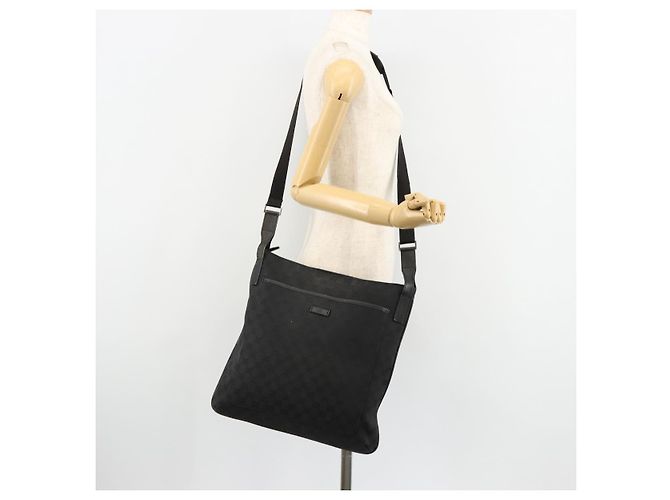 Borsa a Spalla GUCCI GG Canvas Nera Argento 122791 Auth 180778 Nero - vista 24