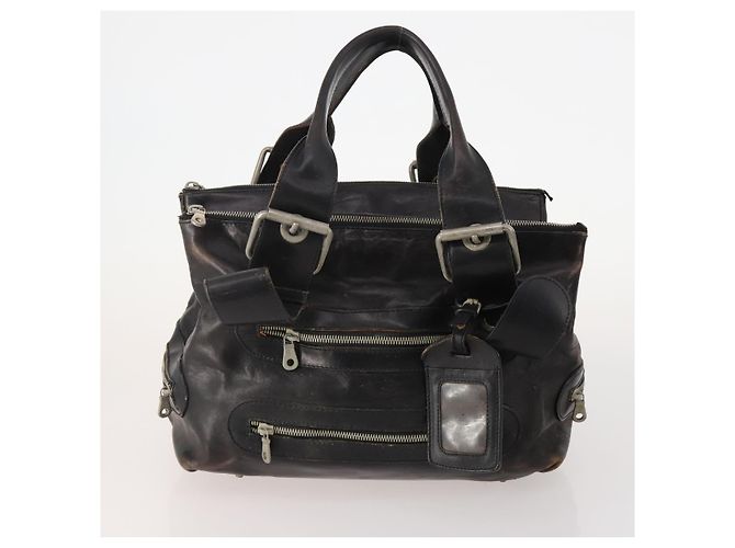 Borsa GIVENCHY Chloe in Pelle Set da 3 Nero Marrone Auth 178857 - vista 2