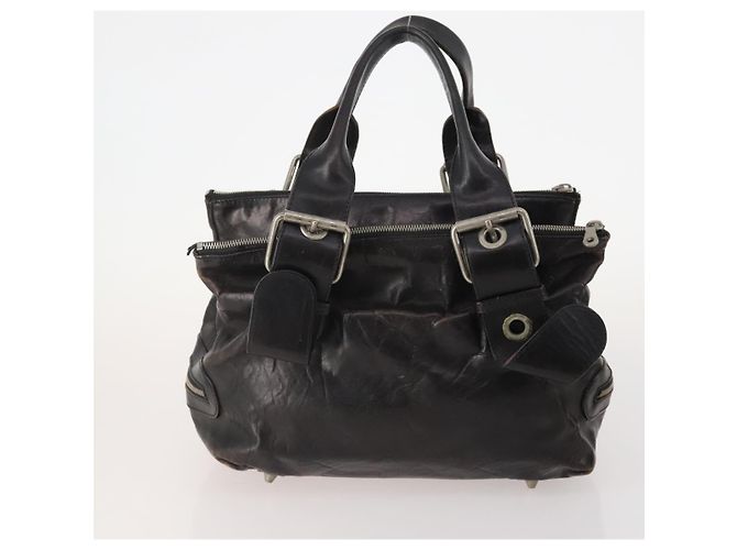 Borsa GIVENCHY Chloe in Pelle Set da 3 Nero Marrone Auth 178857 - vista 3