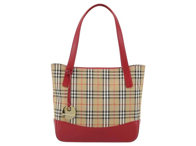 BURBERRY Nova Check Tote Bag Canvas Beige Gold Auth 182564A Golden - Ansicht 13