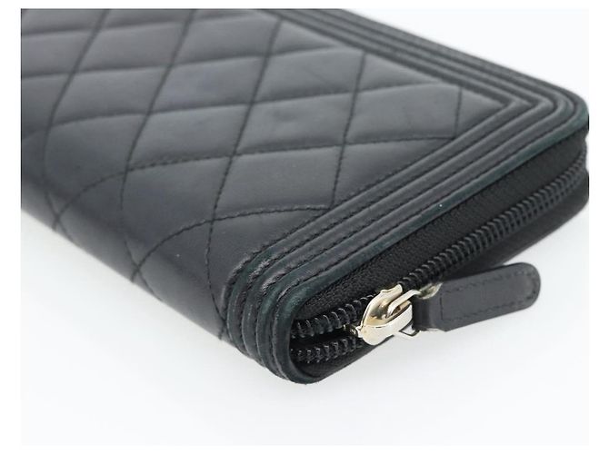 CHANEL Boy Chanel Long Wallet Lamb Skin Black Gold CC Auth 181946V Nero D'oro - vista 15