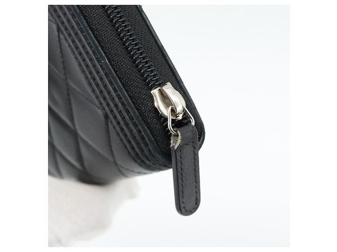 CHANEL Boy Chanel Long Wallet Lamb Skin Black Gold CC Auth 181946V Nero D'oro - vista 17