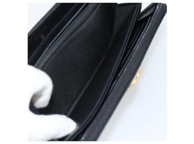 CHANEL Boy Chanel Long Wallet Lamb Skin Black Gold CC Auth 181946V Nero D'oro - vista 23