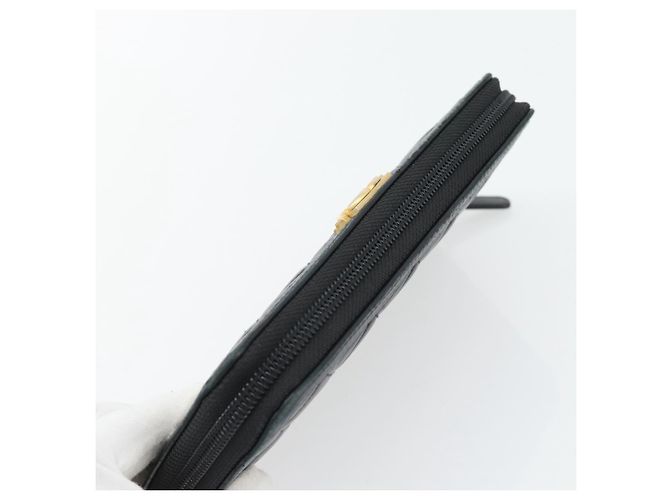 CHANEL Boy Chanel Long Wallet Lamb Skin Black Gold CC Auth 181946V Nero D'oro - vista 5