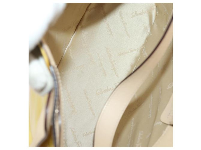 Borsa Salvatore Ferragamo Nylon Pelle Vinile 3 Set Giallo Clear Auth BA13061 - vista 15