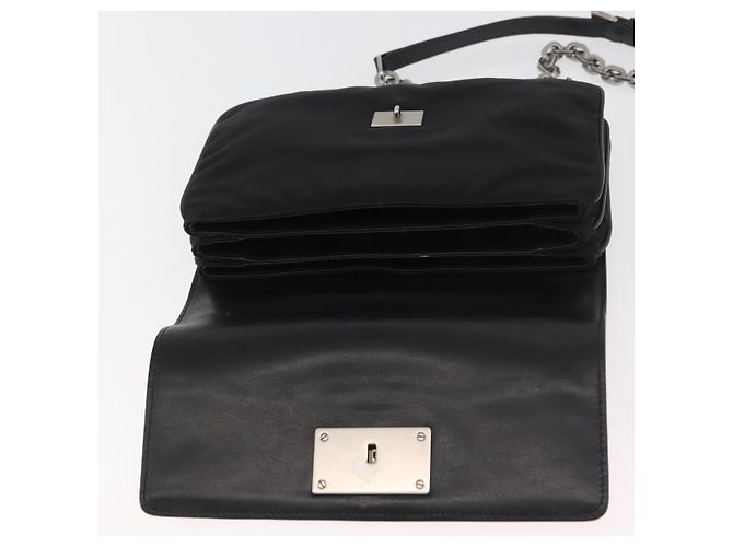 Borsa a Spalla con Catena PRADA in Pelle di Vitello Rosa Argento Auth 181937A - vista 10