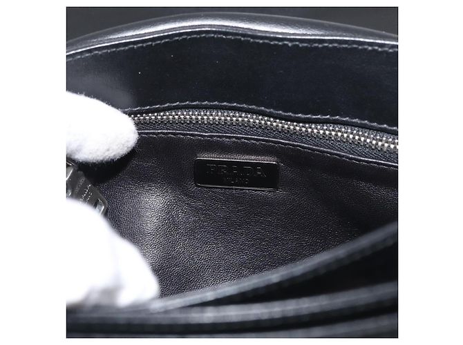 Borsa a Spalla con Catena PRADA in Pelle di Vitello Rosa Argento Auth 181937A - vista 18