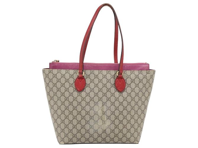 Borsa Tote GUCCI GG Supreme PVC Beige Oro 415721 Auth 181621 D'oro - vista 13