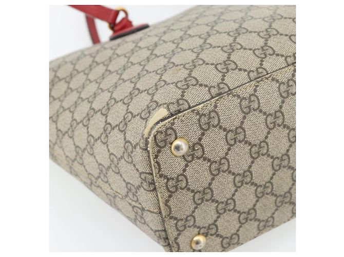 Borsa Tote GUCCI GG Supreme PVC Beige Oro 415721 Auth 181621 D'oro - vista 14