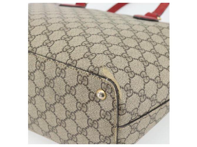 Borsa Tote GUCCI GG Supreme PVC Beige Oro 415721 Auth 181621 D'oro - vista 15