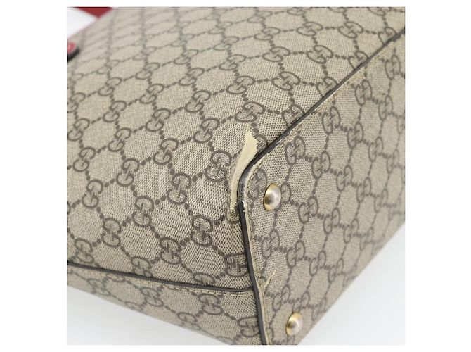 Borsa Tote GUCCI GG Supreme PVC Beige Oro 415721 Auth 181621 D'oro - vista 16