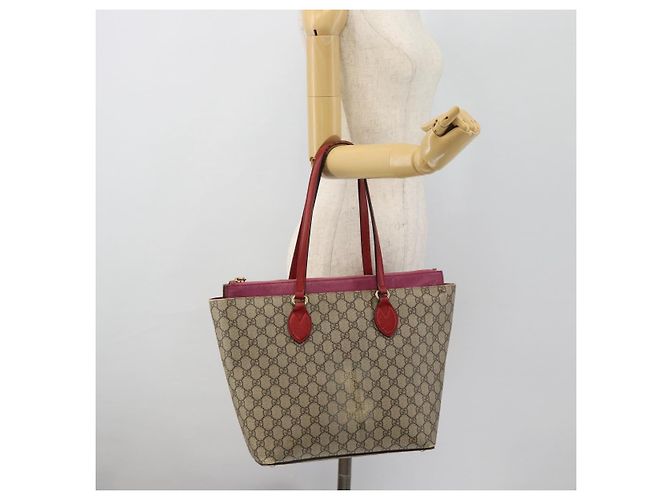 Borsa Tote GUCCI GG Supreme PVC Beige Oro 415721 Auth 181621 D'oro - vista 22