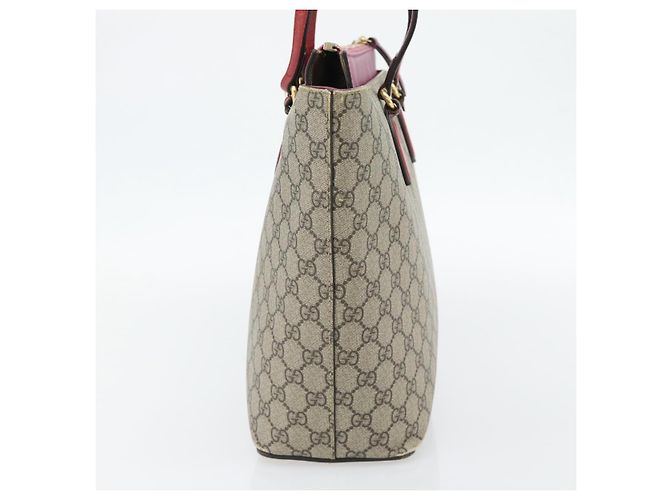 Borsa Tote GUCCI GG Supreme PVC Beige Oro 415721 Auth 181621 D'oro - vista 4