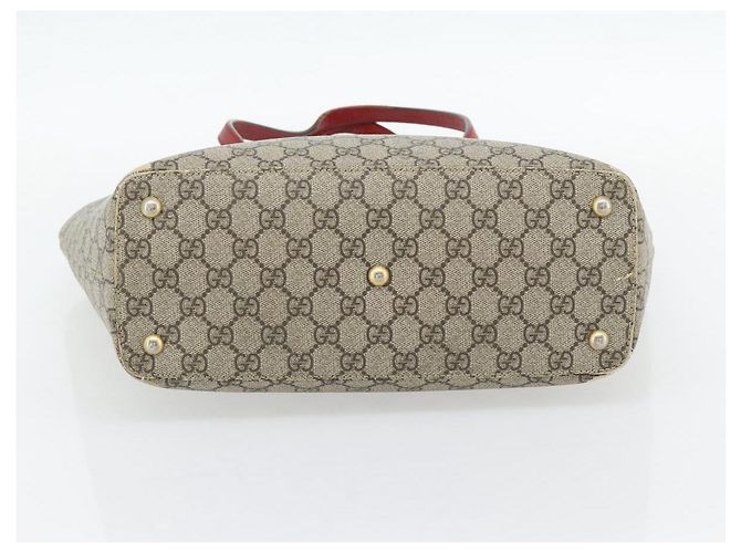 Borsa Tote GUCCI GG Supreme PVC Beige Oro 415721 Auth 181621 D'oro - vista 5