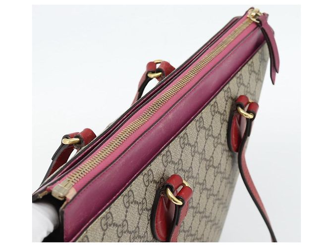 Borsa Tote GUCCI GG Supreme PVC Beige Oro 415721 Auth 181621 D'oro - vista 6